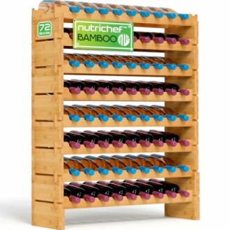 NutriChef Bamboo Stackable Wine Rack